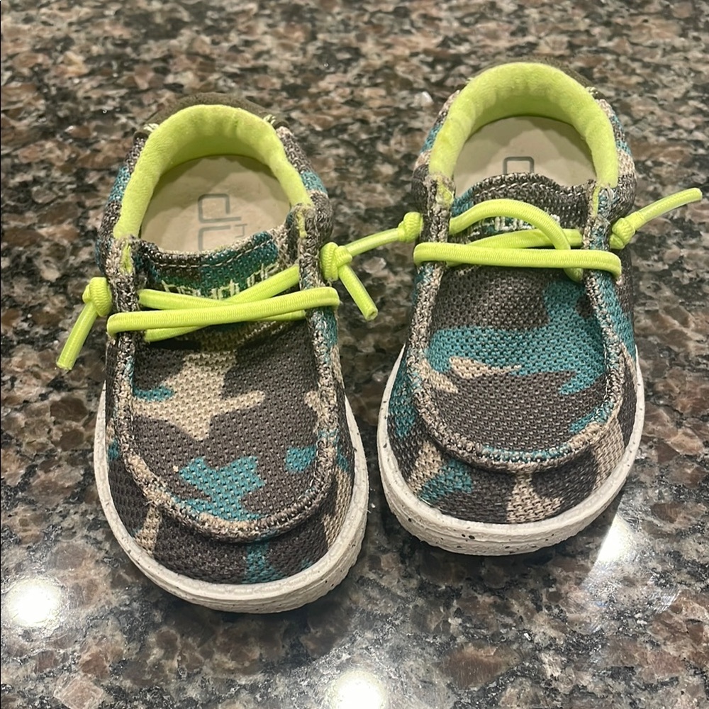 Kids Camouflage Shoes with Neon Accents